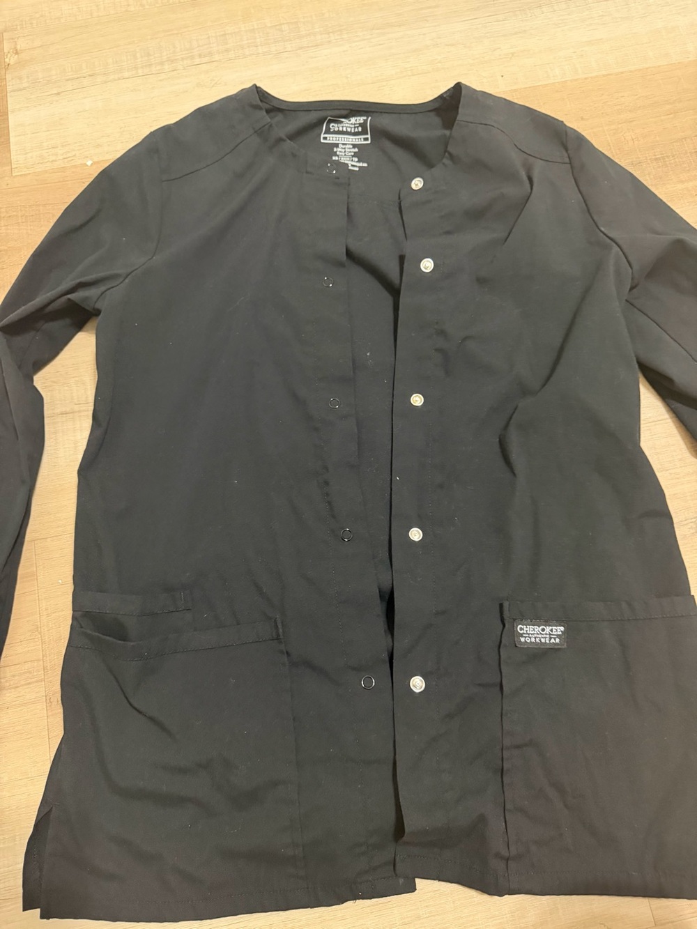 Cherokee Workwear Women's Black Lightweight Snap-Front Shirt Jacket
